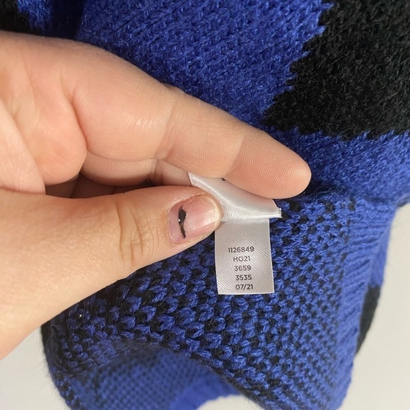 Lane Bryant - Blue Medium-Sleeve Argyle Poncho - Picture 10 of 11